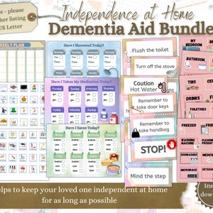 Dementia Aid Bundle, Memory Aid, Printable Dementia Signs, Independence at home, Alzheimer&#39;s, Dementia Gift, Door Labels for Memory Loss