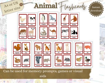 Tarjetas didácticas de animales imprimibles, ayuda visual para personas mayores, ayuda para la demencia, actividades para personas mayores, centro de atención