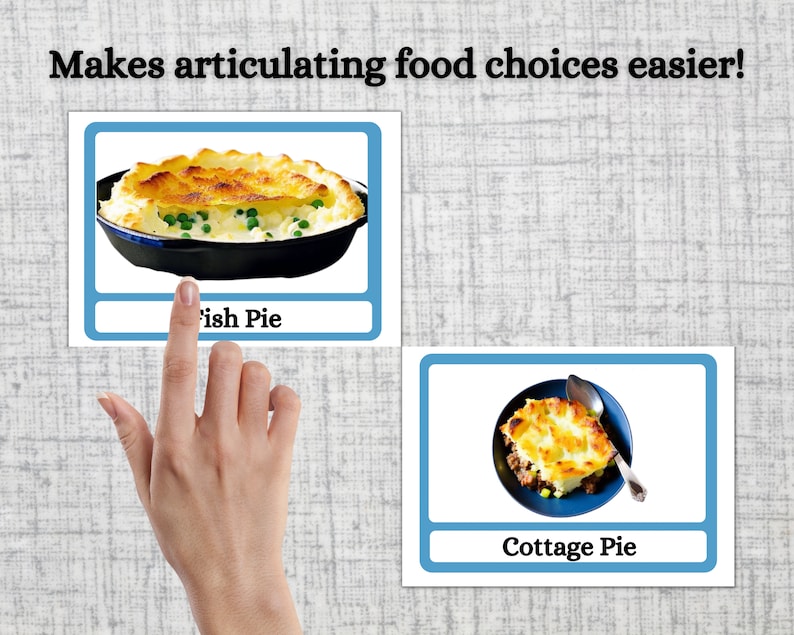 Meal Choice Flashcards, Visual Aid for Seniors, Dementia Aid, Care