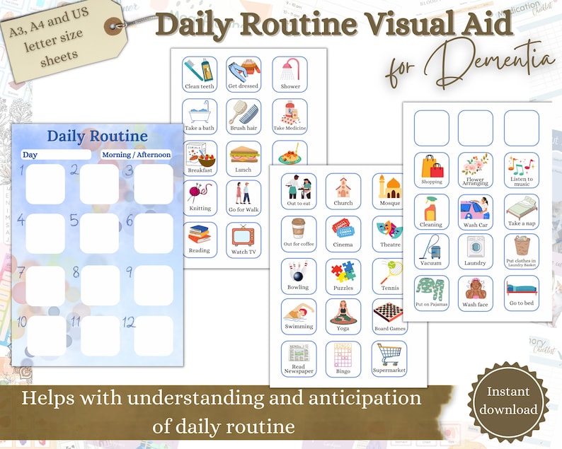 Daily Routine Planner for Dementia, Printable Dementia Aid, Alzheimer’s ...