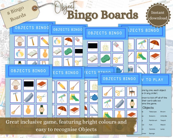 Dementia Bingo Board, Printable Bingo, Dementia Activities, Brain Games, Games for Seniors, Dementia Download