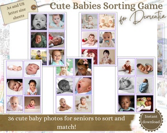 Cute Babies Matching Game for Seniors, Dementia Activities, Dementia Sorting, Alzheimer’s gifts, Dementia Aid, Activities Director