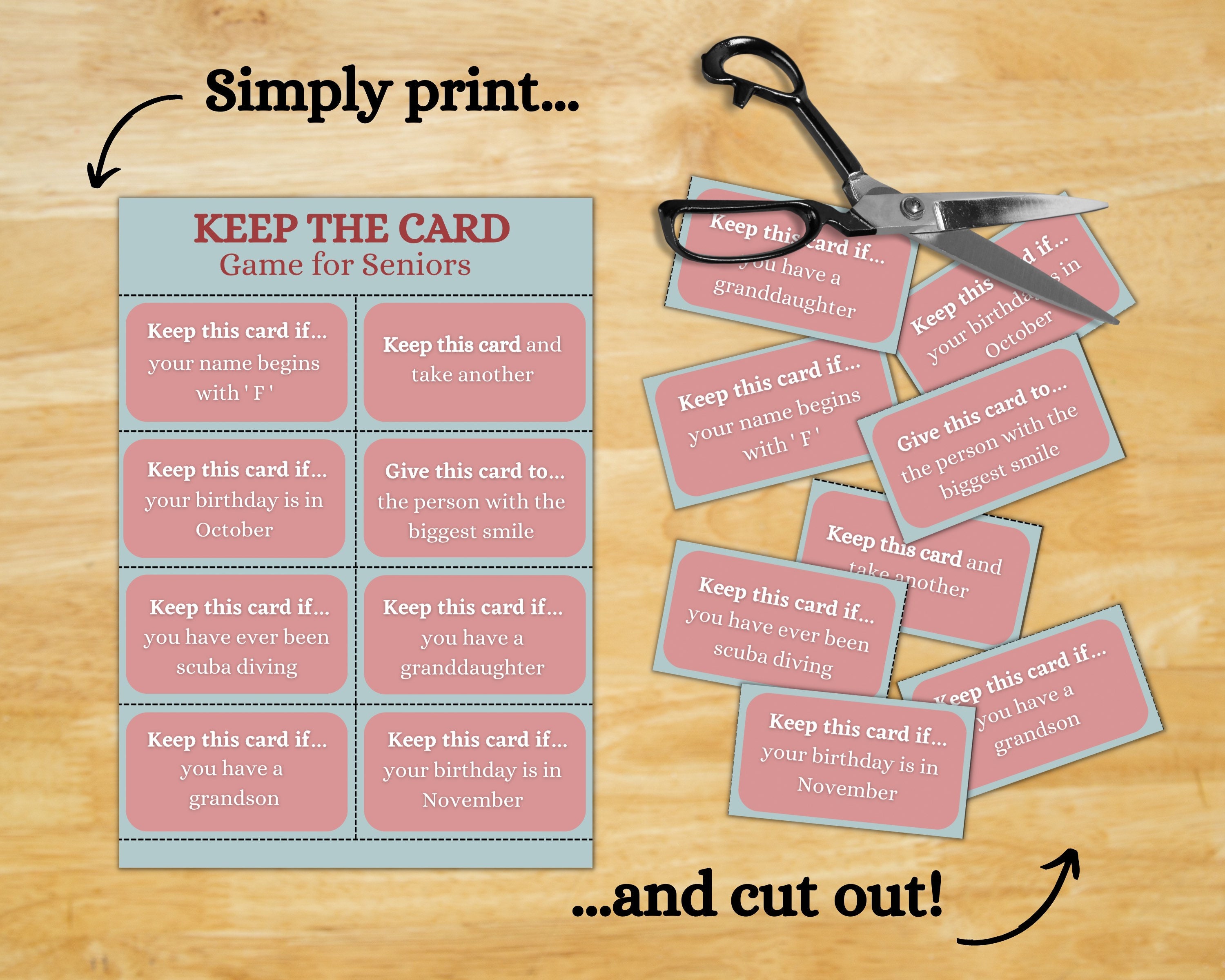 Keep the Card Game for Seniors Dementia Activities Care Etsy