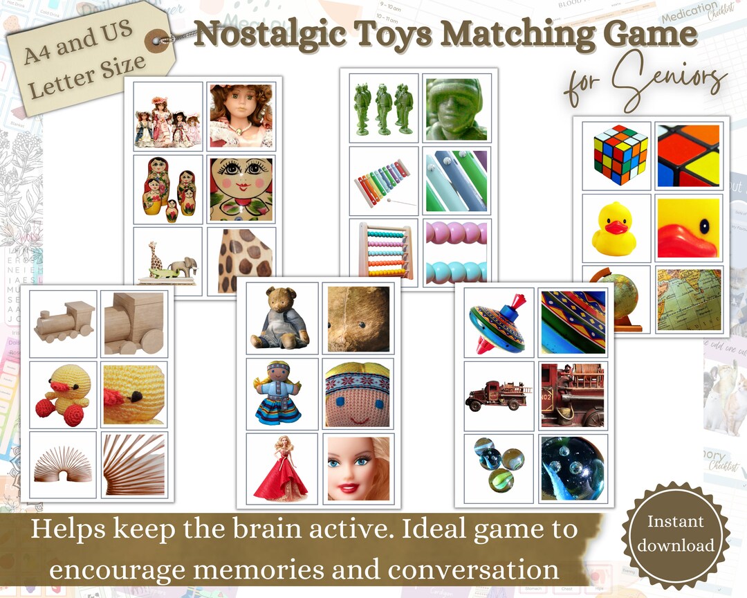 Nostalgic Toys Matching Game for Seniors, Dementia Activities, Dementia