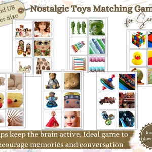 Nostalgic Toys Matching Game for Seniors, Dementia Activities, Dementia Sorting, Alzheimer’s gifts, Dementia Aid, Activities Director