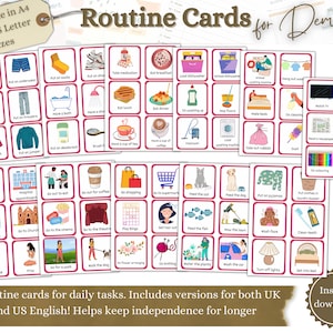 Daily Routine Cards for Dementia, Printable Dementia Aid, Alzheimer’s Help, Keep Independence at Home, Dementia Care