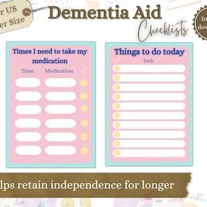 Memory Checklist for Seniors, Medication Reminder, To do list, Alzheimers Help, Dementia Aid, Memory Care, Printable Checklist