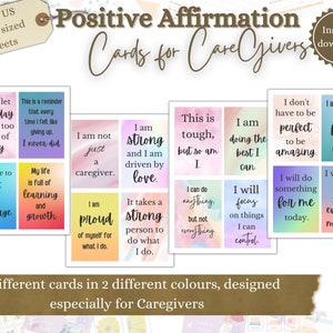 Positive Affirmation Cards for Caregivers, Gift for Caregivers, Printable Affirmation Cards, Dementia Gifts