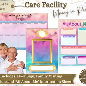 Dementia Door Signs, About Me Dementia, Care Pack, Alzheimer’s Aid, Care Facility, Dementia Printable, Senior Living