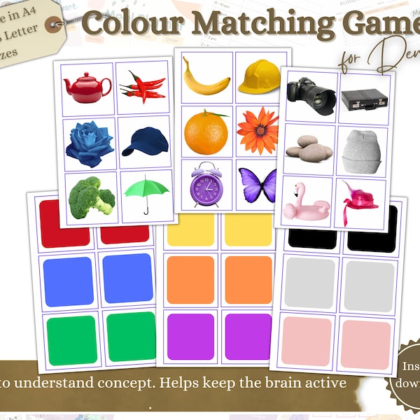 Activity for Seniors, Colour Matching Game, Dementia Activities, Dementia Sorting, Alzheimer’s gifts, Dementia Aid, Activities Director