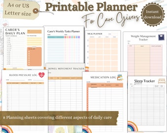 Caregivers Planner, Printable Planner, Elderly Care Planner, Dementia Help, Dementia Aid, Planner for Seniors, Dementia Binder, PDF Planner