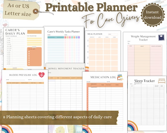 Caregivers Planner, Printable Planner, Elderly Care Planner, Dementia Help, Dementia Aid, Planner for Seniors, Dementia Binder, PDF Planner