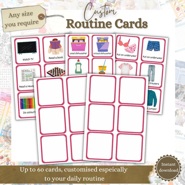 Custom Routine Cards for Memory Loss, Cognitive Decline Aid, Dementia Tool, Memory Aid, Daily Routine, Brain Stimulation, Alzheimers Support