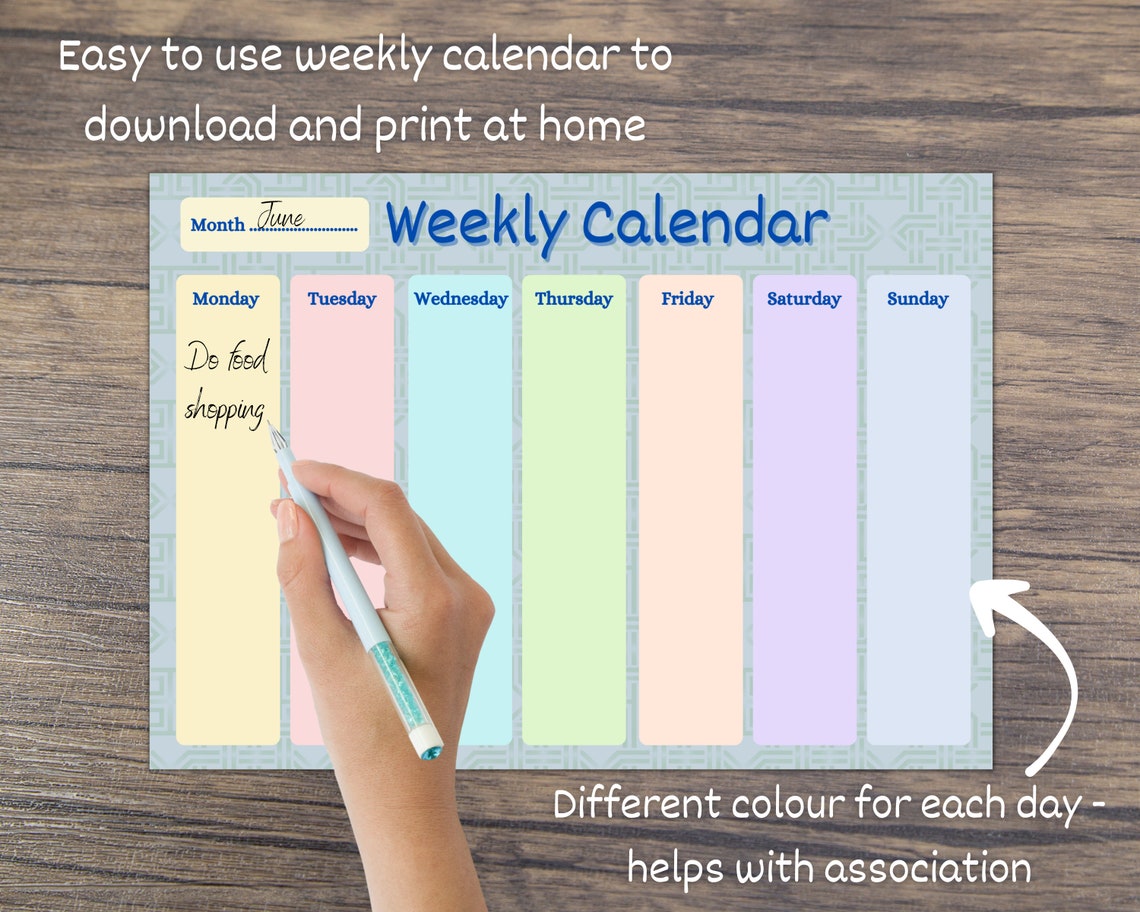 Weekly Calendar for Dementia Printable Dementia Aid Alzheimer s Help Weekly Calendar for Dementia Printable Dementia Aid Alzheimer s Help