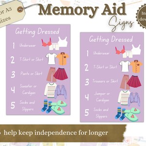 Dementia Wall Sign, Dementia Help, Dementia Aid, Dementia gift, Getting Dressed, Dementia Care, Care Home