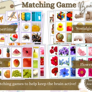Activity Bundle for Seniors, Matching Game, Dementia Activities, Dementia Sorting, Alzheimer’s gifts, Dementia Aid, Activities Director