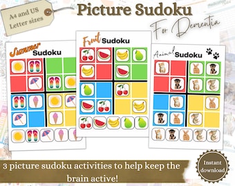 Sudoku Activity for Seniors, Printable Dementia Activity, Alzheimer’s Games, Memory Aid, Dementia Care, Caregiver tools