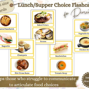 Lunch Choice Flashcards, Visual Aid for Seniors, Dementia Aid, Care Facility, Alzheimer's Visual Aid, Dinner, Lunch