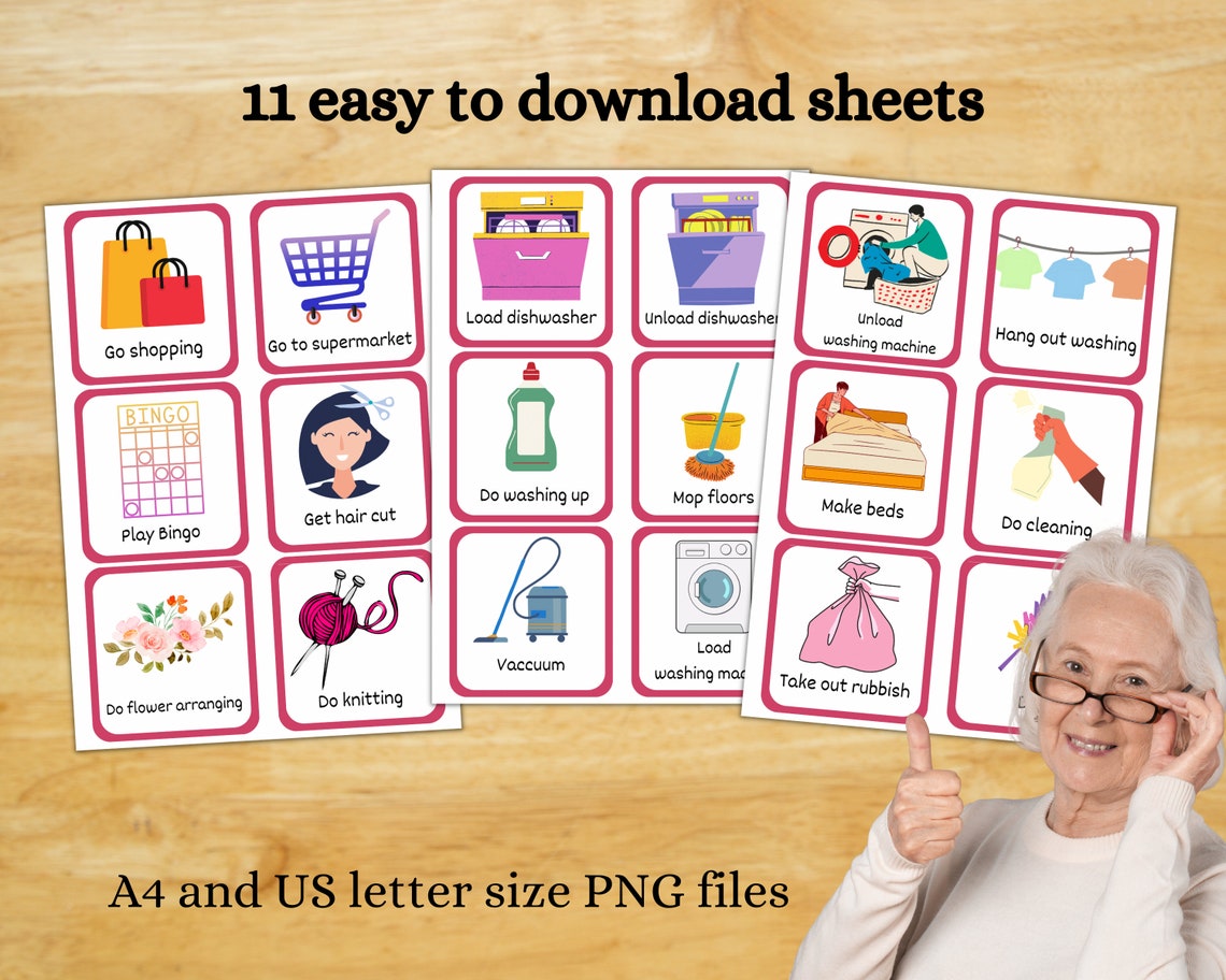 Daily Routine Cards for Dementia Printable Dementia Aid Etsy