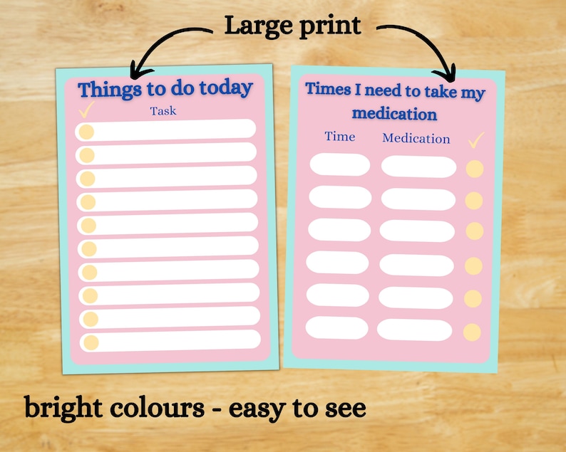 Memory Checklist for Seniors, Medication Reminder, to Do List, Alzheimers Help, Dementia Aid ...