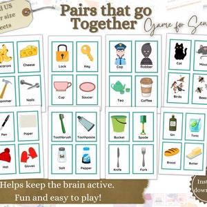 Find the Pair Game for Seniors, Dementia Activities, Care Home Activity, Alzheimer’s gifts, Dementia Aid, Activities Director Materials