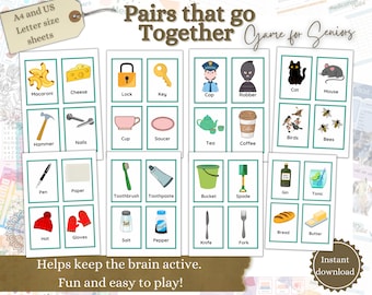 Find the Pair Game for Seniors, Dementia Activities, Care Home Activity, Alzheimer’s gifts, Dementia Aid, Activities Director Materials
