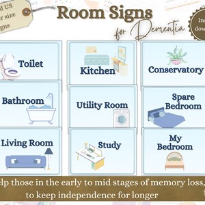 Printable Room signs for Dementia, Dementia Aids, Door Signage, Memory loss, Dementia PNG, Memory Care