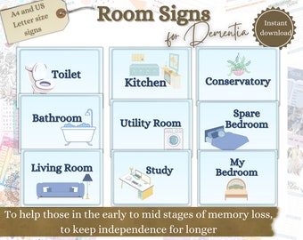 Printable Room signs for Dementia, Dementia Aids, Door Signage, Memory loss, Dementia PNG, Memory Care