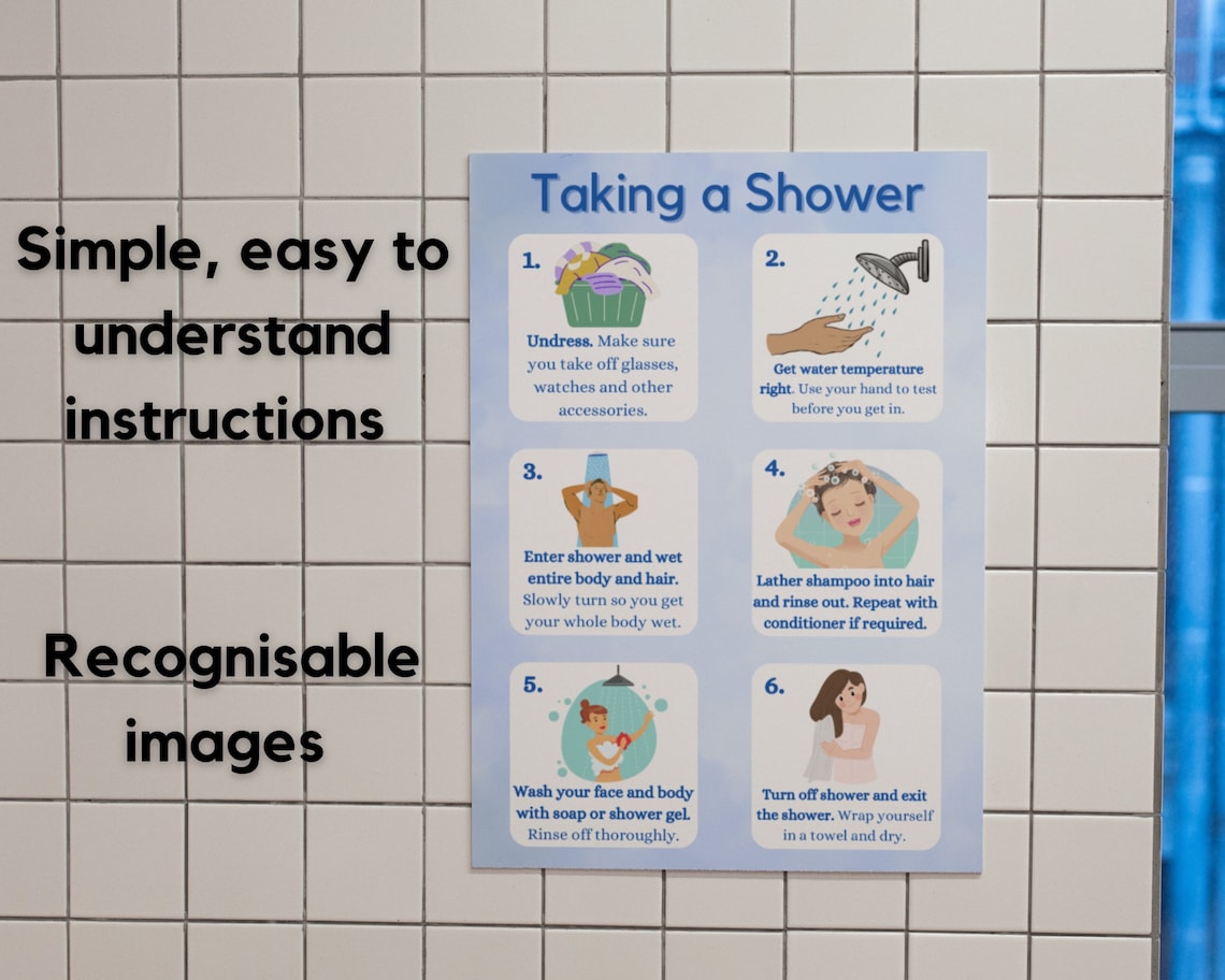 Taking a Shower Dementia Aid Printable Dementia Sign Wall Etsy