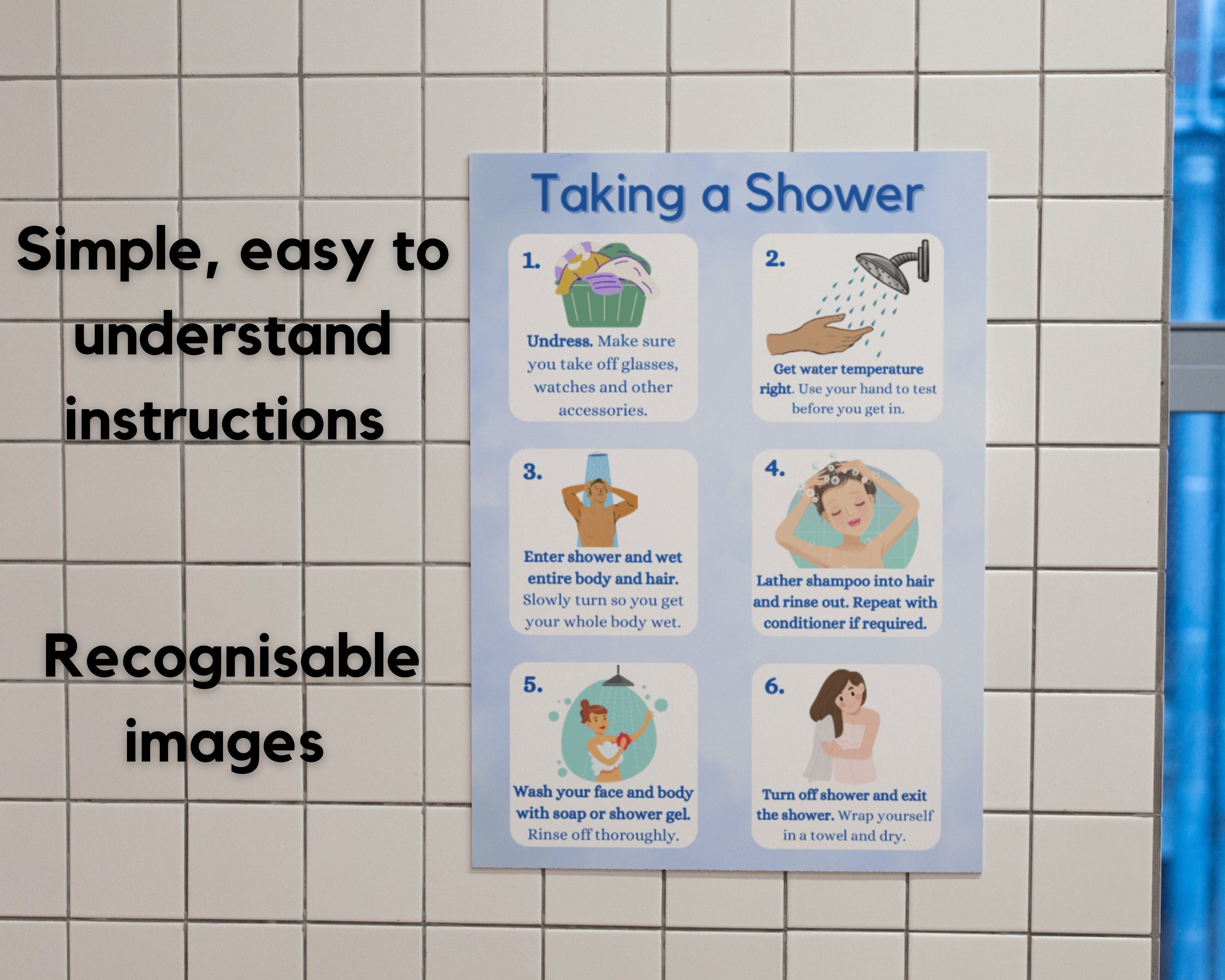 Taking a Shower Dementia Aid, Printable Dementia Sign, Wall Signs for