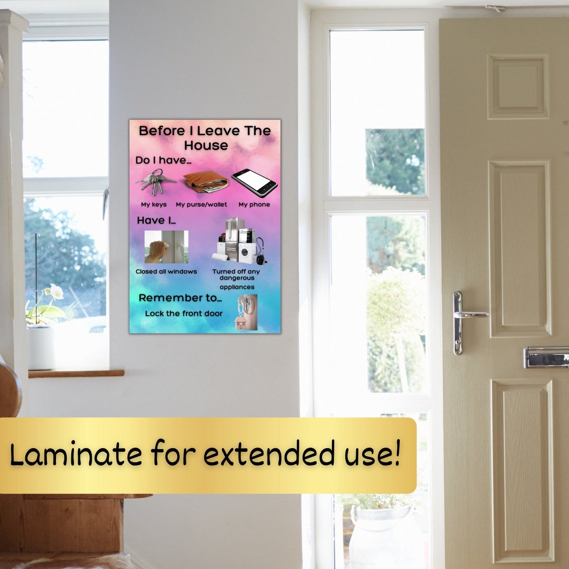 Dementia Aid, Memory Care Sign, Leaving the House, Wall Signs for