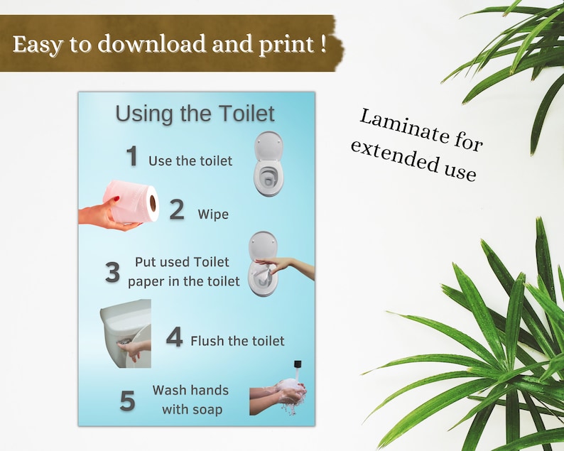 How to Use the Toilet Sign, Bathroom Sign, Wall Signs for Alzheimers, Dementia Care, Dementia