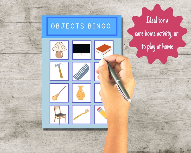 Dementia Bingo Board Printable Bingo Dementia Activities Etsy