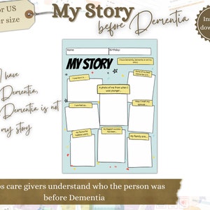 My Story, Dementia Sign, Alzheimers Activity, Dementia Aid, Care Setting, About Me, Dementia Poster