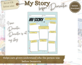 My Story, Dementia Sign, Alzheimers Activity, Dementia Aid, Care Setting, About Me, Dementia Poster