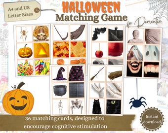 Activity for Seniors, Halloween Matching Game, Dementia Activities, Dementia Sorting, Alzheimer’s gifts, Dementia Aid, Halloween Activities
