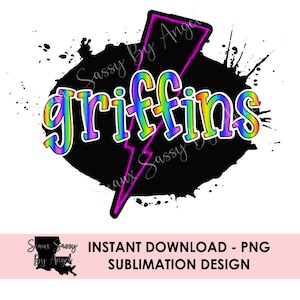 Griffins Neon Sublimation Design PNG Download