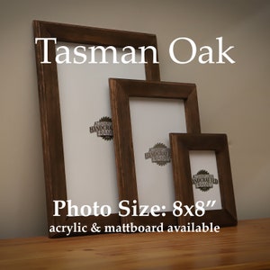 Premium Handmade Tasmanian Oak Photo Frame | Suit 8x8&quot; Print | Optional Acrylic & Mattboard