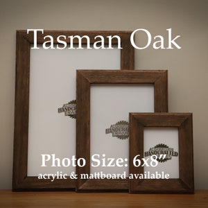Premium Handmade Tasmanian Oak Photo Frame | Suit 6x8&quot; Print | Optional Acrylic & Mattboard