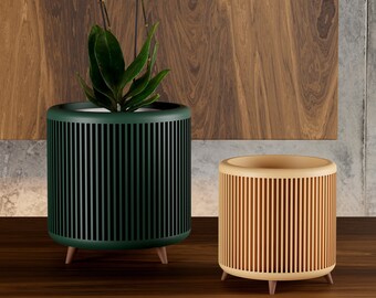 Plant Pot with Drainage - Cute Planter for Living Room - Mid Century Modern Decor