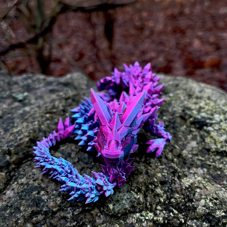 Articulated Crystal Dragon 3D Printed Dragon Sensory Stress Fidget