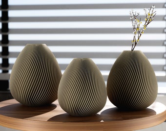 Bud Vazen Set van Drie | Eco-vriendelijke vaas voor modern interieur | Inwijdingsfeestcadeaus voor haar | Duurzaam wonen