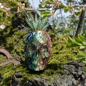 Mexican Calavera Skull Planter Sugar Skull Pot Day of the Dead Gothic Garden Planter Decor image 5