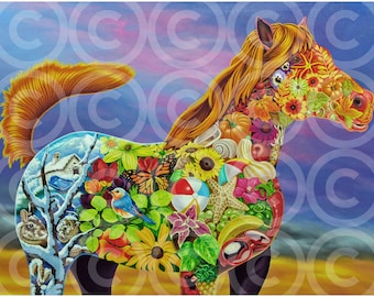 Riding Out The Storms original oil painting, animal surrealism wall art, one of a kind artwork on real canvas