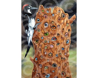 The Eyes Have It original oil painting, animal surrealism wall art, one of a kind artwork on real canvas
