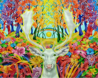 Feeling Out Of Place original oil painting, animal surrealism wall art, one of a kind artwork on real canvas
