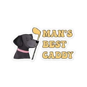 Man&#39;s beste caddy golfsticker | Zwarte hond met golfclub | Retro pastelontwerp