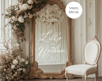 Vinyl mirror decal, Wedding mirror sticker, custom mirror, diy wedding, mirror sticker, vinyl decal, script, personalized, sticker, vinyl