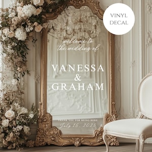 Calcomanía de vinilo para espejo, pegatina para espejo de boda, espejo personalizado, boda de bricolaje, pegatina para espejo, calcomanía de vinilo, escritura, personalizado, pegatina, vinilo