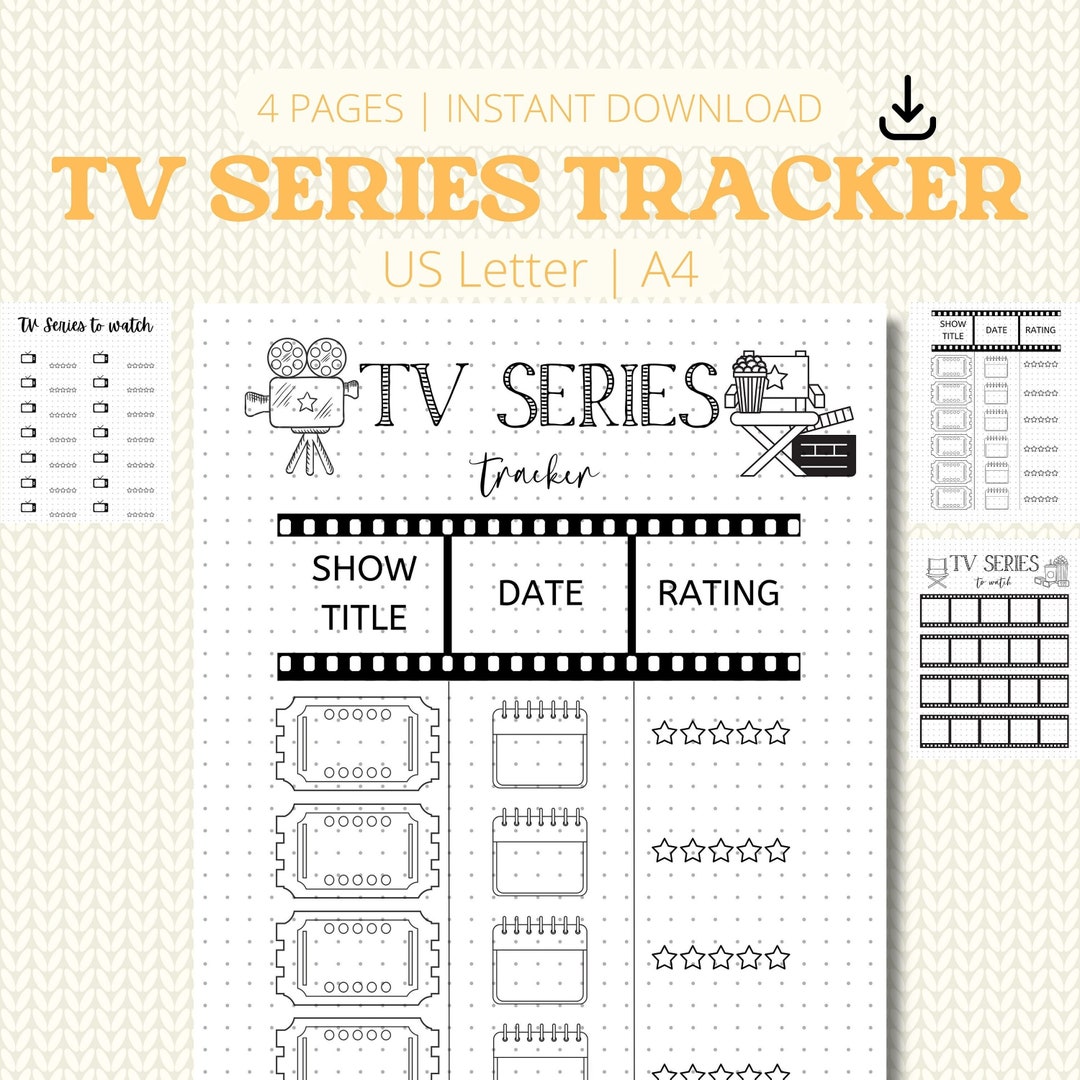 Series to Watch Bullet Journal Page Printable, Serie Tracker Printable